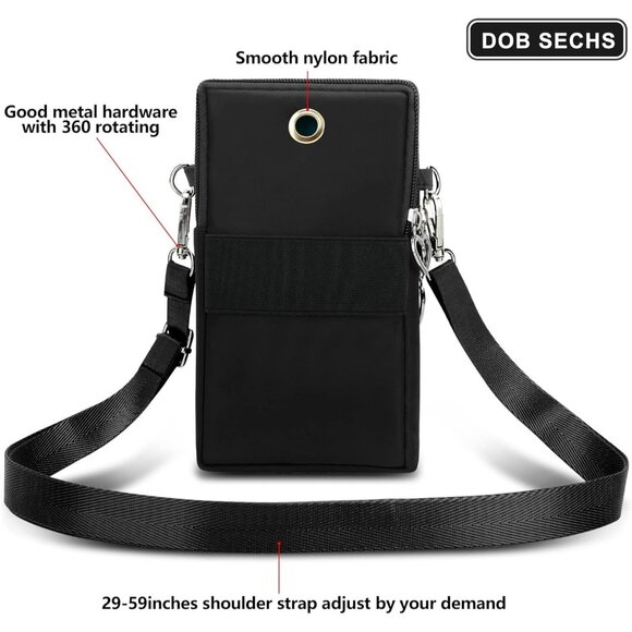 Women's Black Small Cell Phone Purse Crossbody Wallet Cute Single Shoulder Bag - Picture 7 of 8